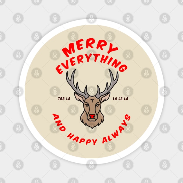 Merry Christmas Red Nosed Reindeer Magnet by Closeddoor